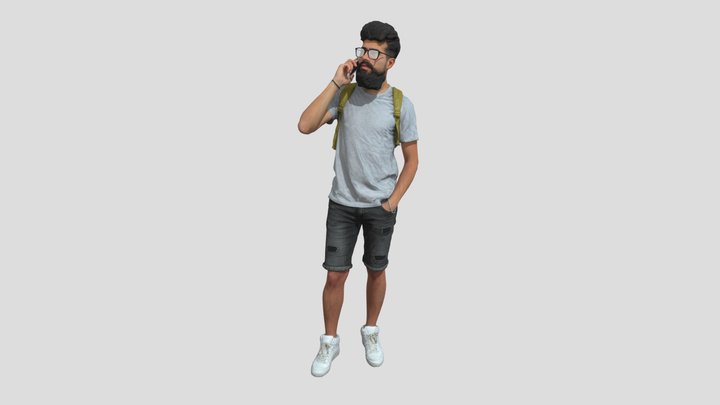 Humano Standing Man talking with phone_0681378 3D Model