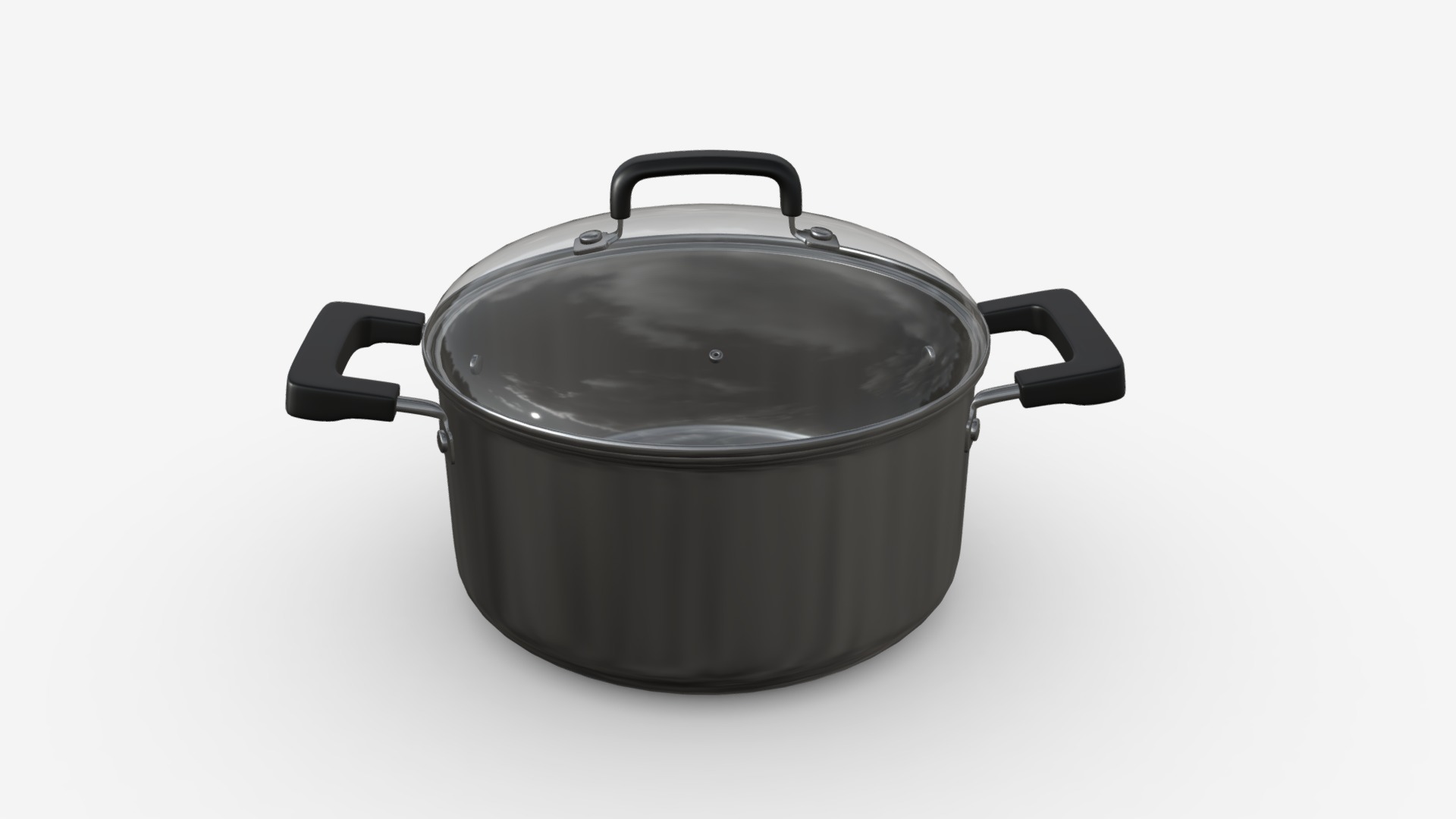 3D model kitchen pot - This is a 3D model of the kitchen pot. The 3D model is about a black pot with a handle.