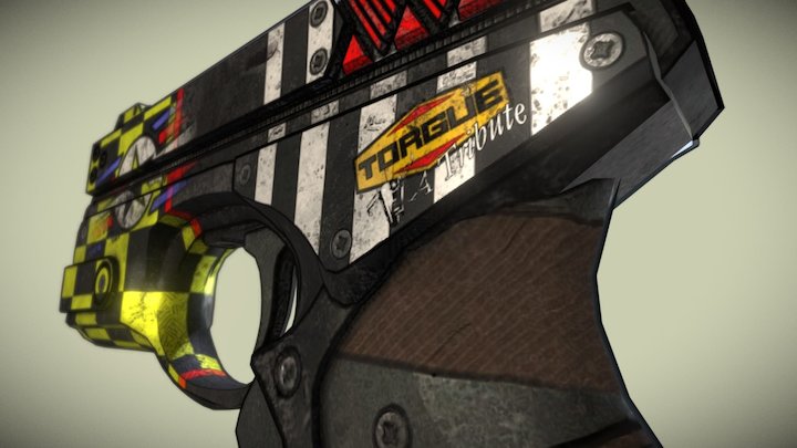 Borderlands Style PBR Hand Gun 3D Model