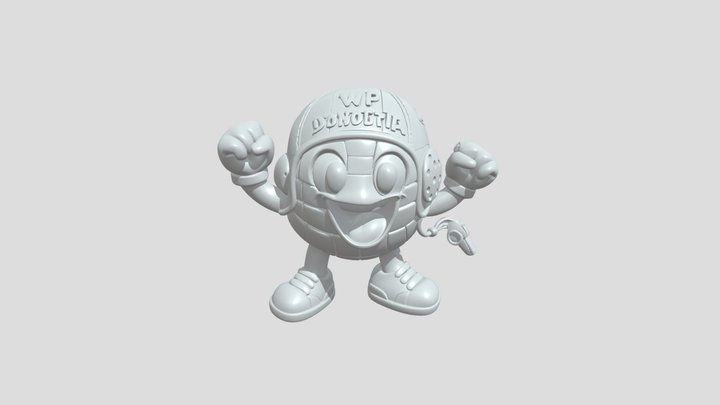 Cartoon sports mascot wearing blue and yellow g
