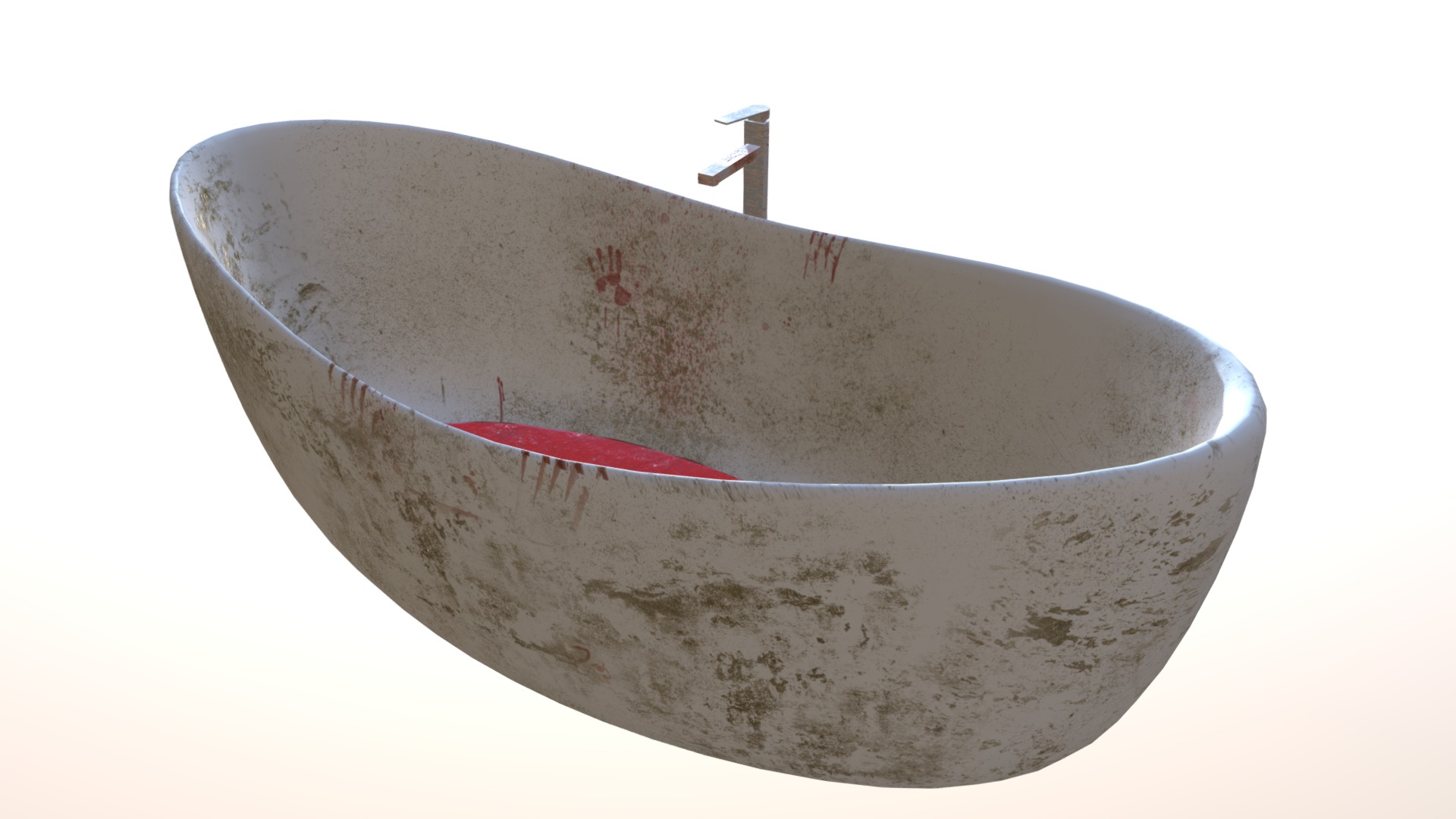 3D model Bloody Bath Tub - This is a 3D model of the Bloody Bath Tub. The 3D model is about a white and brown drum.