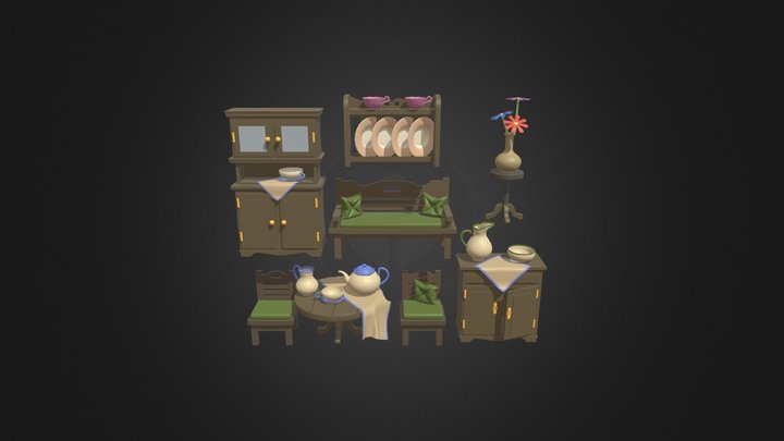 Living Room Items 3D Model
