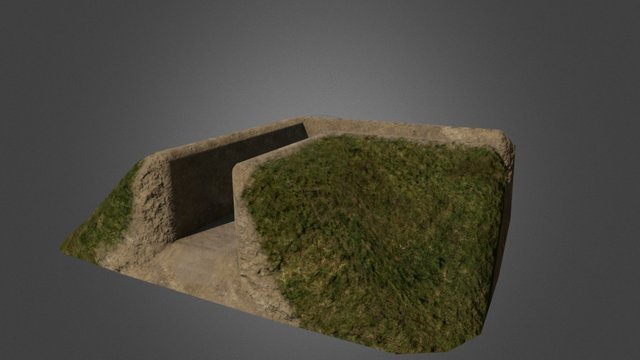 WW2 Fortification Trench Corner 90 3D Model