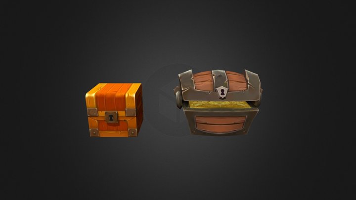 Hand Painted Treasure Chest 3D Model