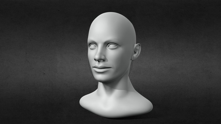 Female Head 1. Base Mesh 3D Model