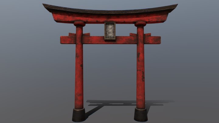 Old Japanese Torii Gate 3D Model