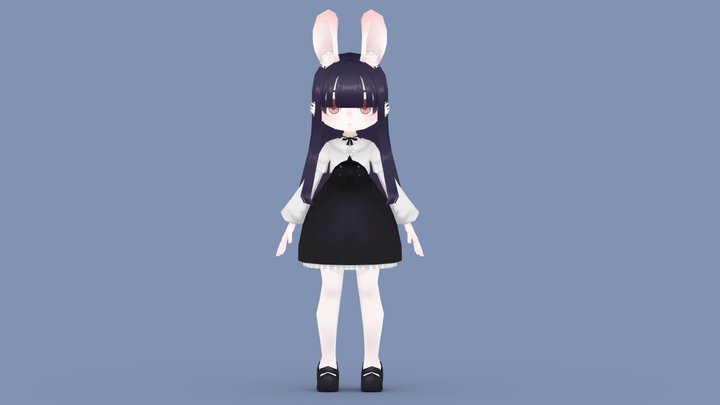 [Lowpoly][APose] Bunny girl 3D Model