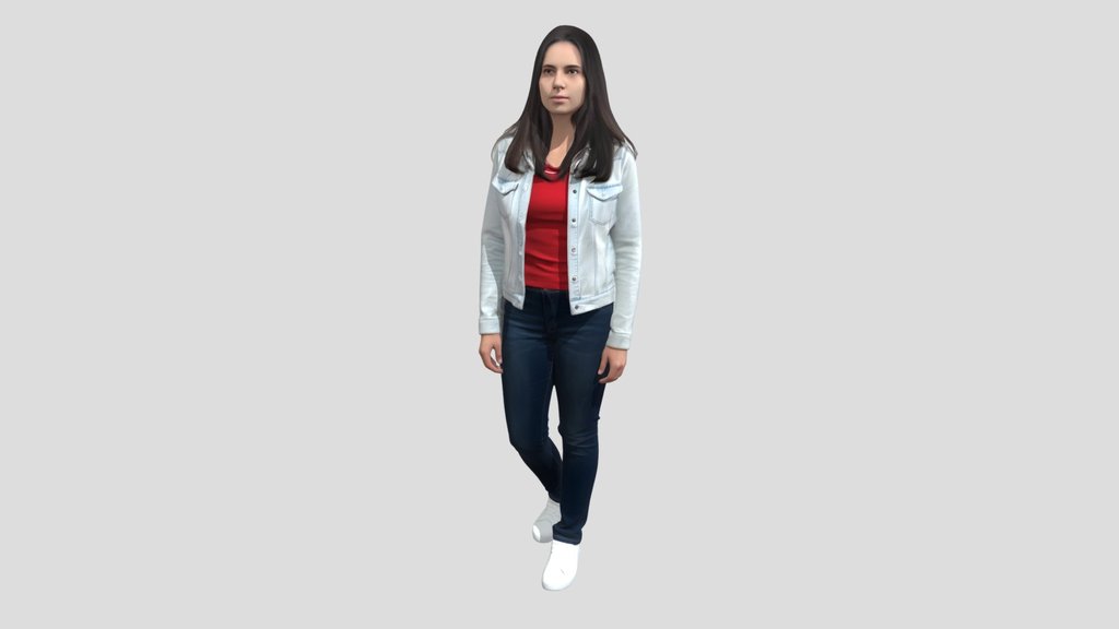 Red Top, Denim Jacket Portrait