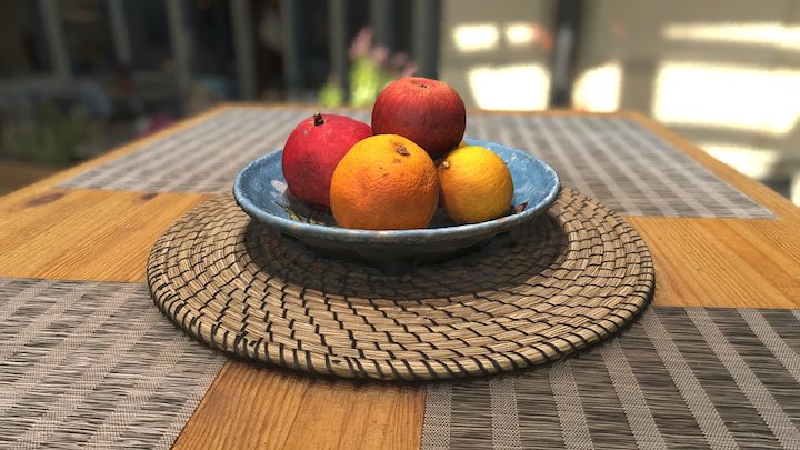 Table with plate and fruit  #foodscanchallenge