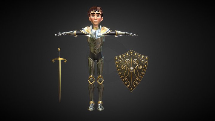 Stylized Warrior Male Character With Armor 3D Model