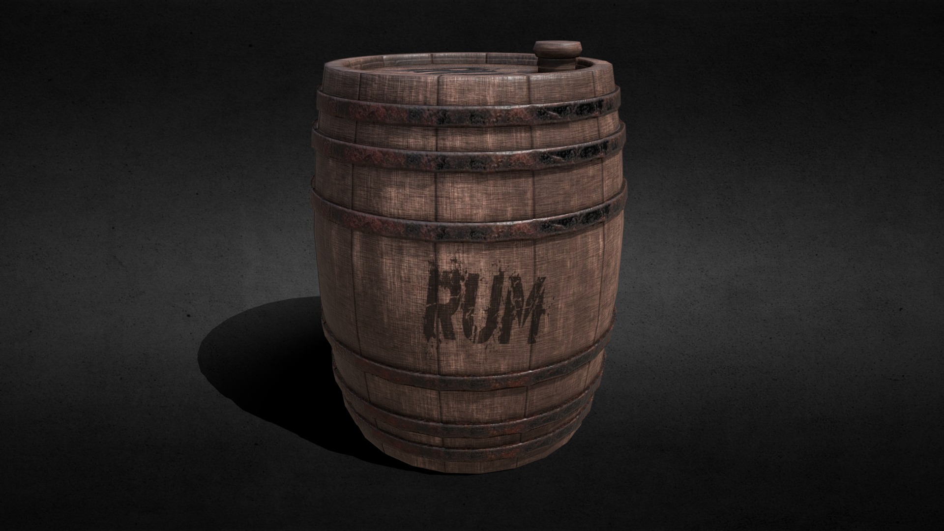3D model Oak Barrel - This is a 3D model of the Oak Barrel. The 3D model is about a wooden barrel with a black background.