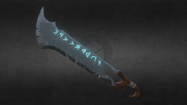 Stylized Damaged Runic Sword 3D Model