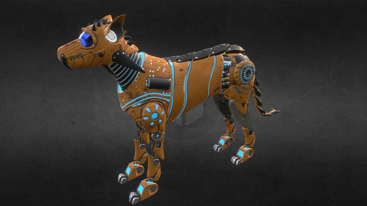 robot dog rengo orange 3D Model