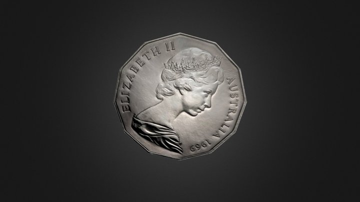 Aus3DAugust2014 - 50 Cent Coin 3D Model