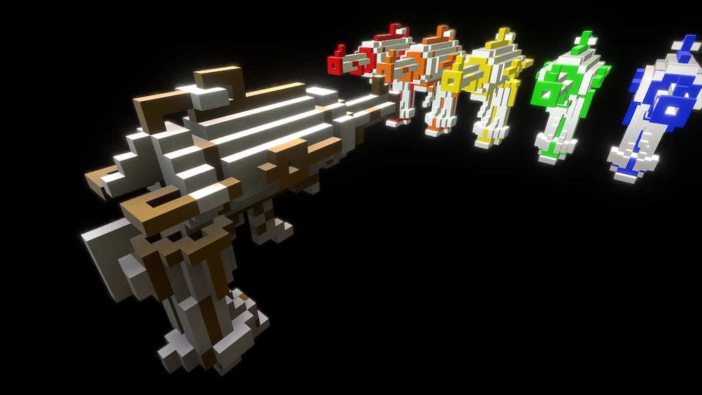 Voxel Revolvers — Sketchfab embed 3D viewer