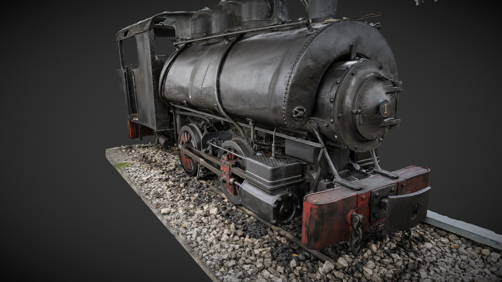 3D model Steam locomotive raw scan - This is a 3D model of the Steam locomotive raw scan. The 3D model is about a black train engine.