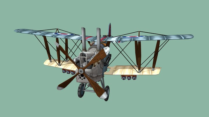 R.E.8 "Harry Tate" Stylized WWI Plane 3D Model