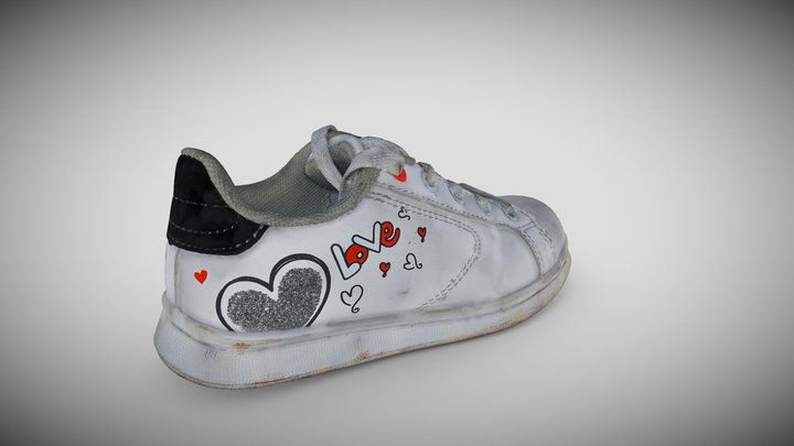 Girl's Sneaker with Heart Detail 3D Model 3D Model