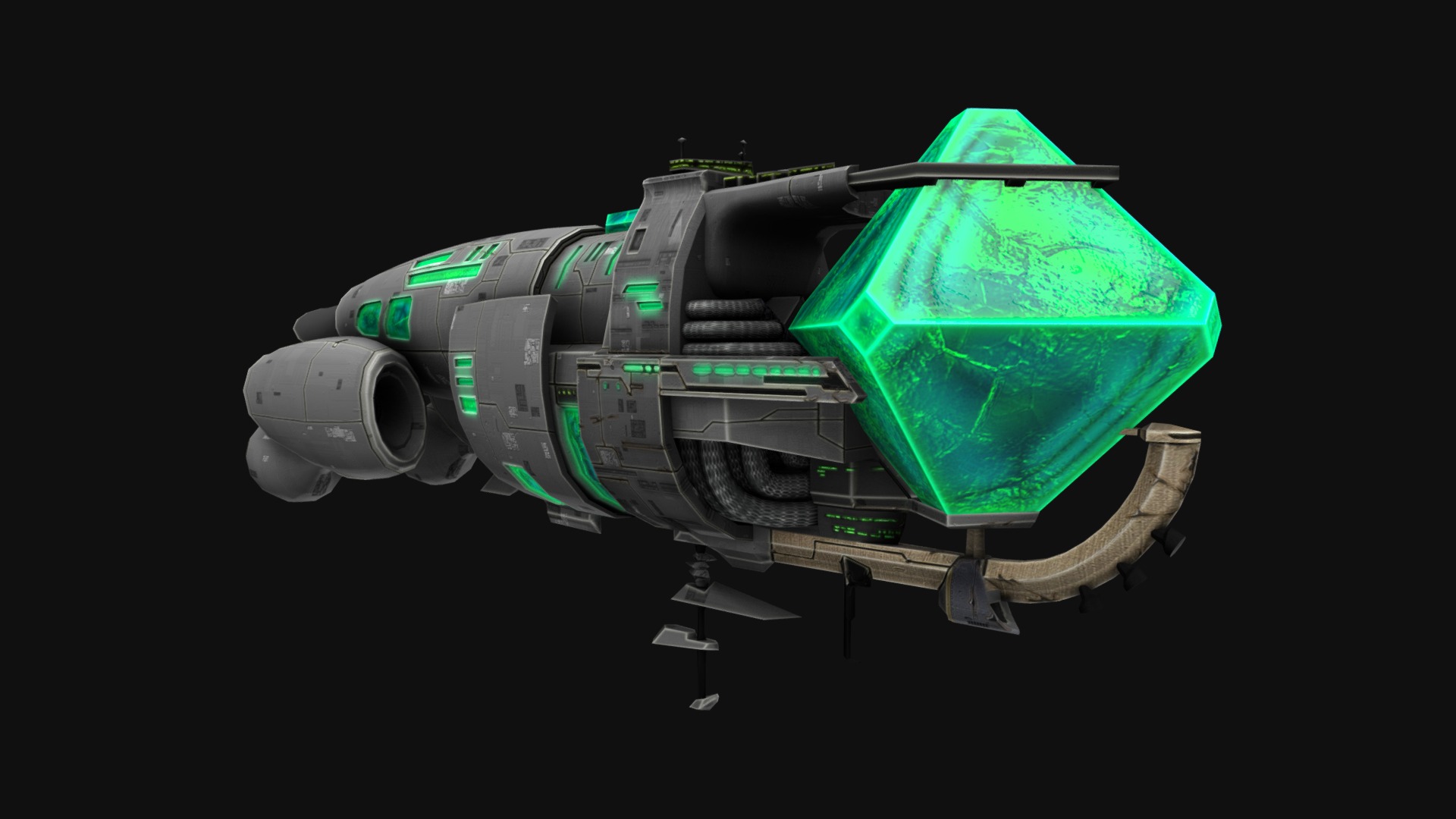 3D model Crystal Battleship - This is a 3D model of the Crystal Battleship. The 3D model is about a green and black robot.
