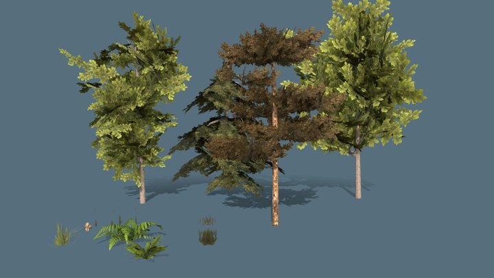 Low poly vegetation for games 3D Model