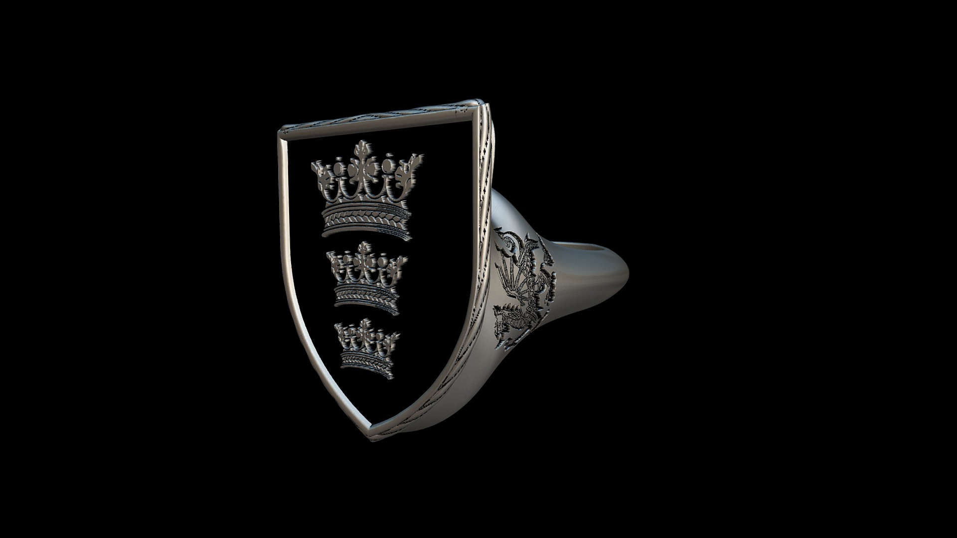 3D model King’s Arthur coat of arms ring - This is a 3D model of the King's Arthur coat of arms ring. The 3D model is about a glass with a design on it.