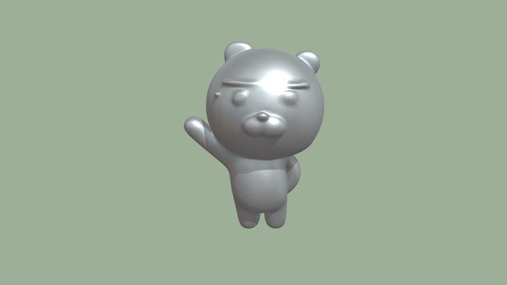 Cute anthropomorphic bear waving 3D Model