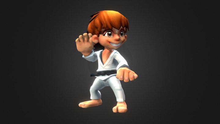 Chan - Low Poly Cartoon Character (Animated) 3D Model