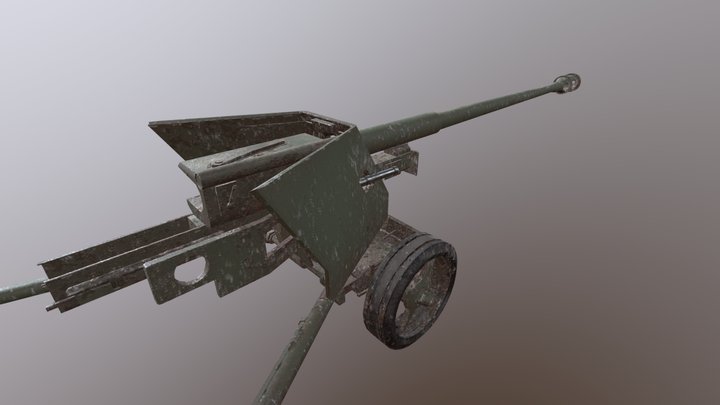 Low Poly Anti-Tank Gun 3D Model