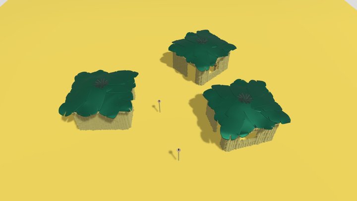 Bamboo Huts 3D Model