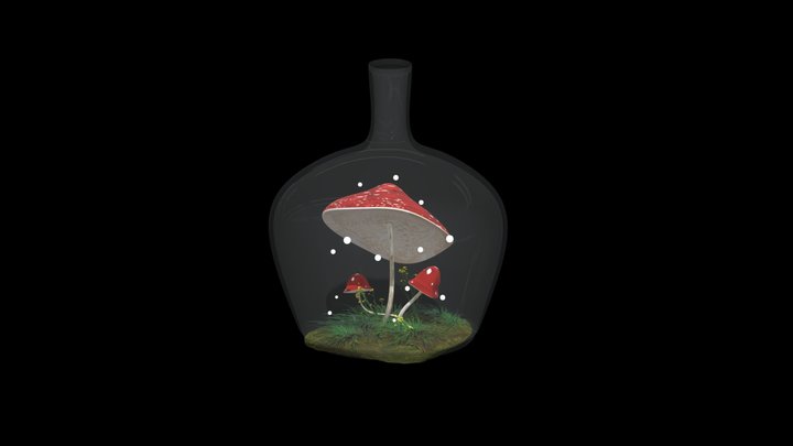 Mushrooms in a bottle 3D Model