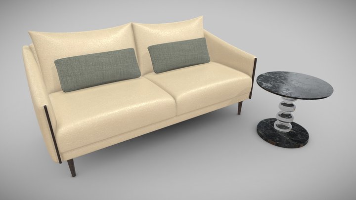 Couch and Table 3D Model
