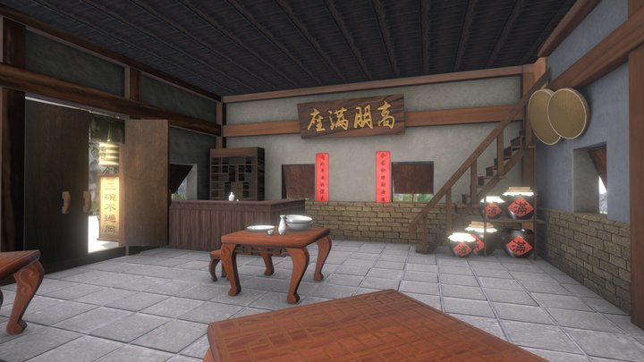 布袋戲-酒館(Glove puppetry) 3D Model