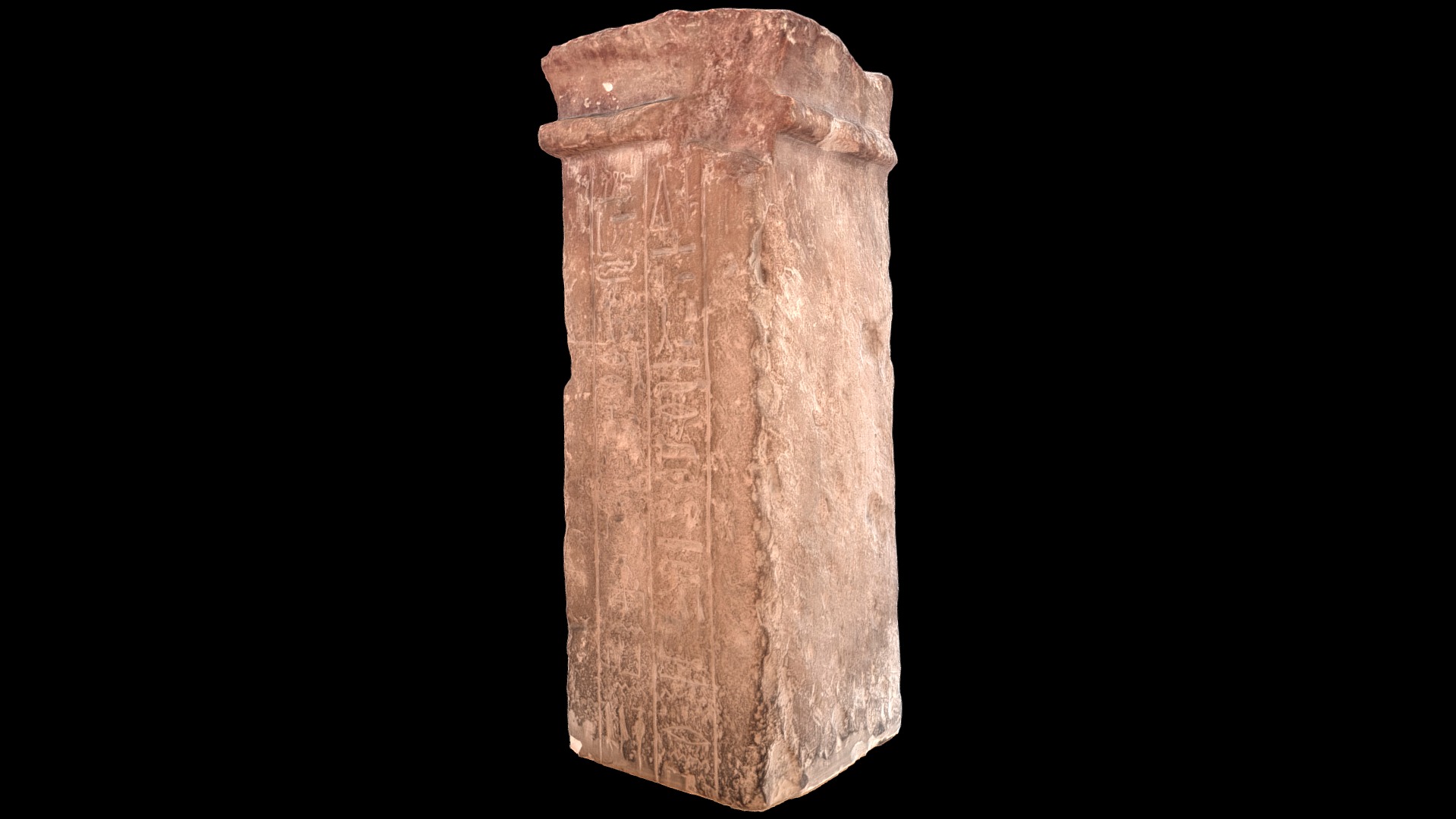 3D model Hieroglyphs - This is a 3D model of the Hieroglyphs. The 3D model is about a stone with a dark background.