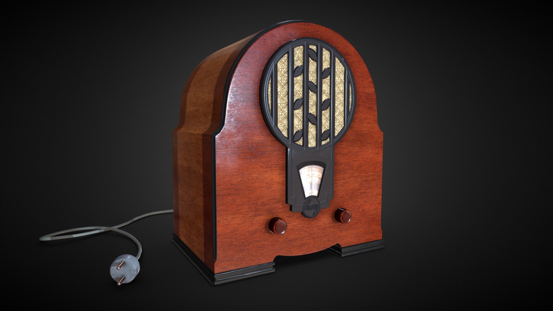3D model 1933 Philips 634A Vintage Radio - This is a 3D model of the 1933 Philips 634A Vintage Radio. The 3D model is about a red and black telephone.