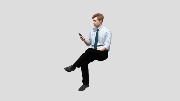 Businessman Checking His Phone – Gratis 3D-model STL