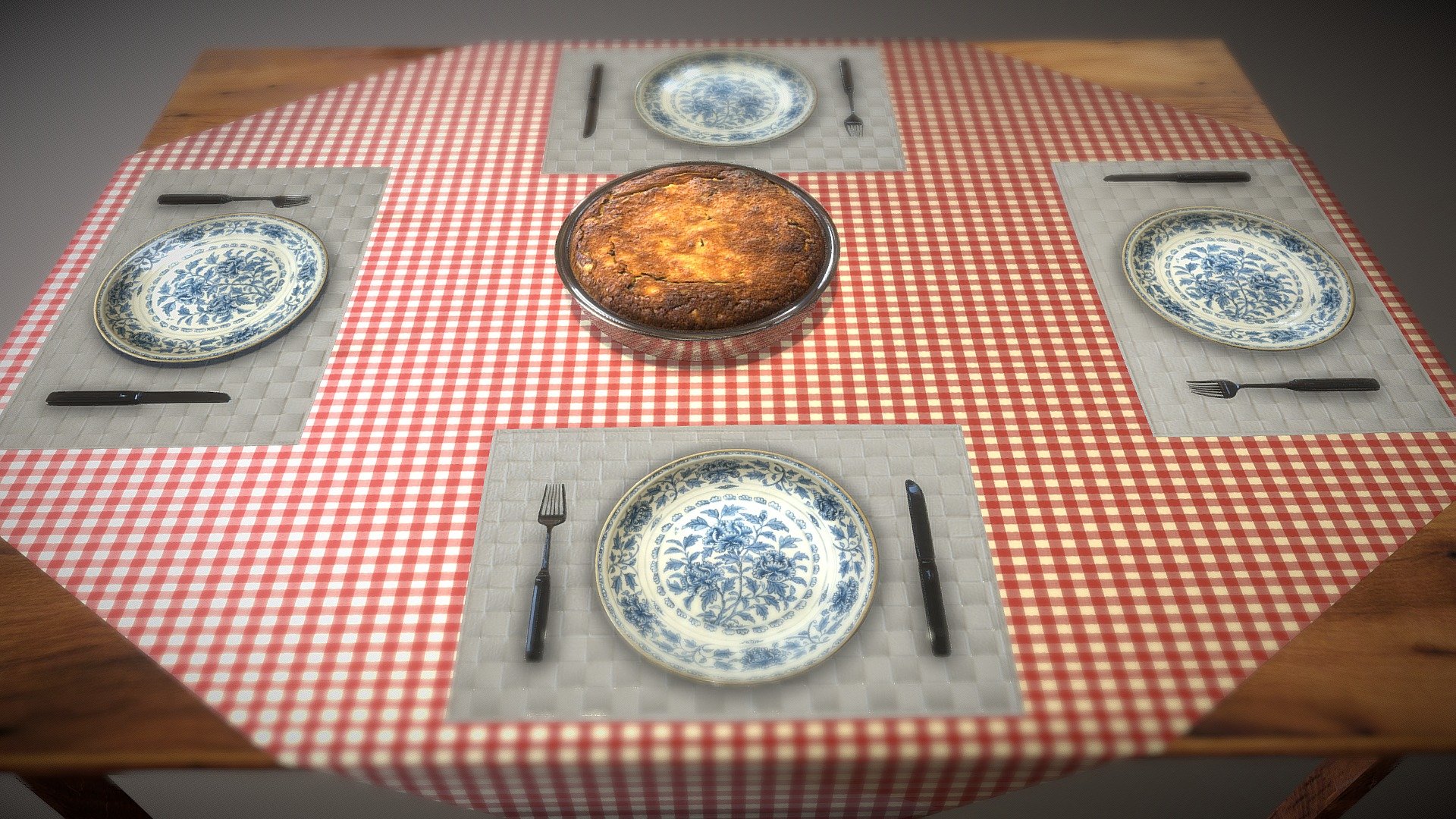 Dinner Table with Cake or Pie