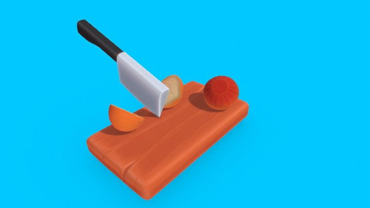 Stylized onion chopping board. 3D Model