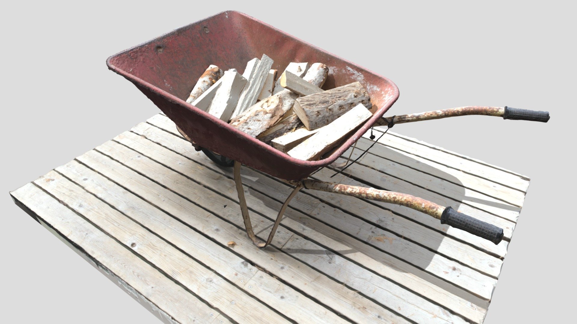 Wheelbarrow with firewood Download Free 3D model by ollimoisio