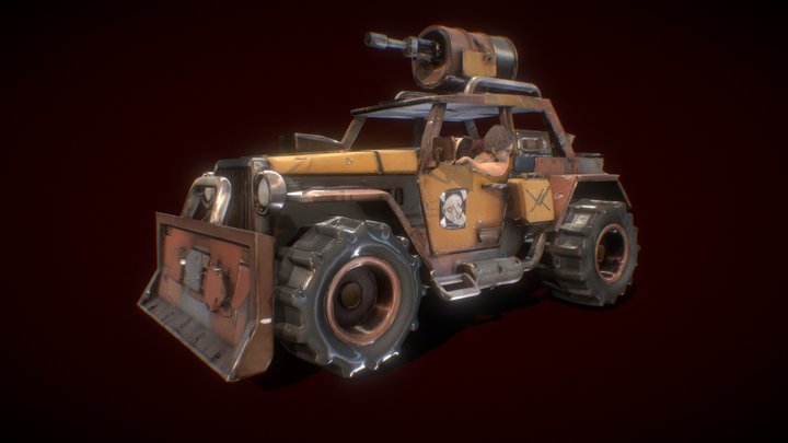 Post- Apocalyptic Vehicle with driver (animated)