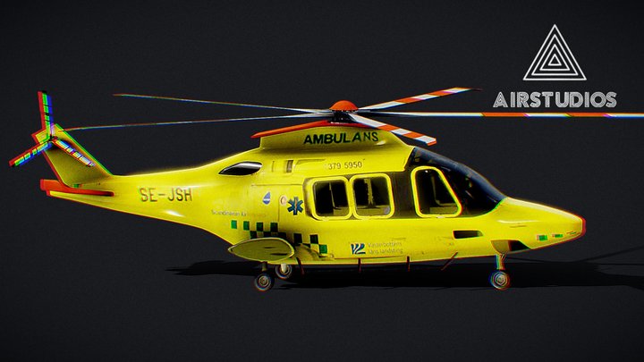 Ambulance Helicopter (Leonardo aw169) 3D Model