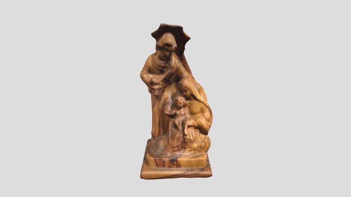 Joseph and Maria wooden Statue 3D Model