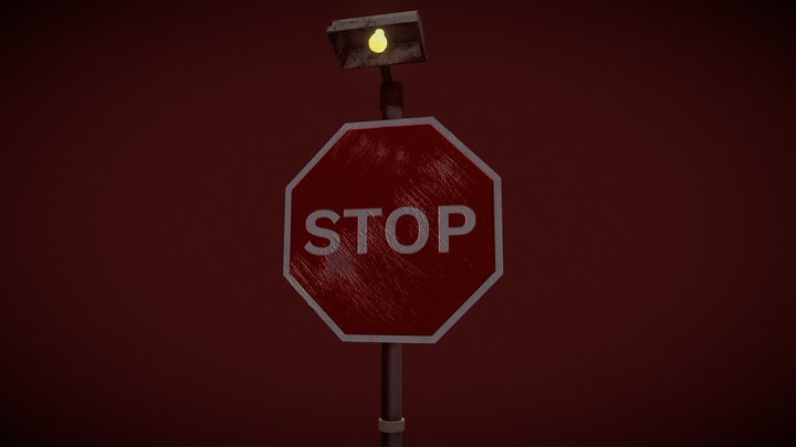 Weathered Stop Sign 3D Model