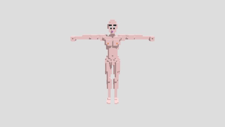 60 voxel tall male body 3D Model