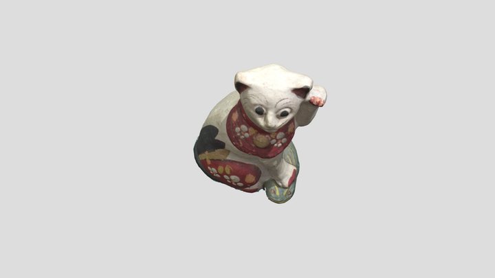 花巻人形（鯰押さえ猫） 3D Model