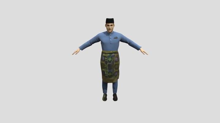 Man in traditional Baju Melayu 3D Model