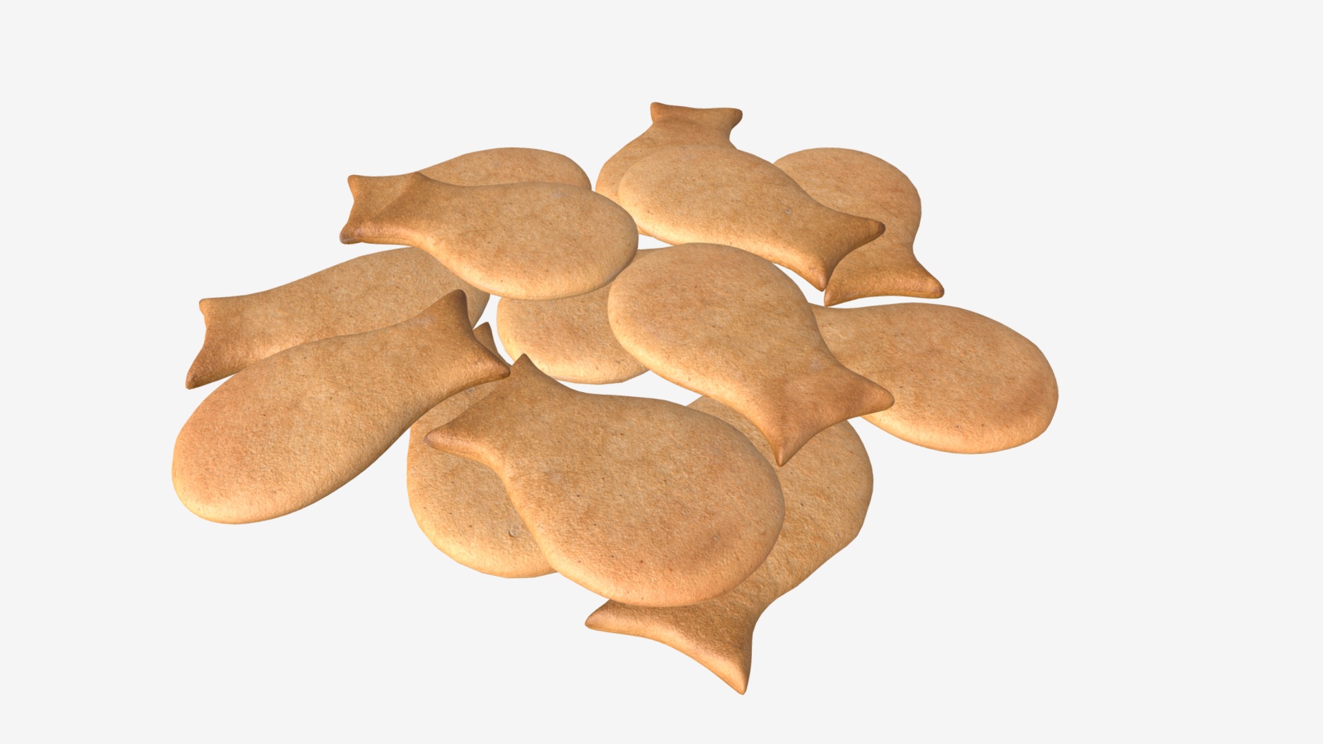 3D model fish cookie - This is a 3D model of the fish cookie. The 3D model is about a pile of brown leaves.