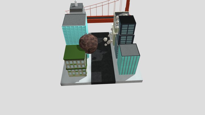 Destroyed City Street 3D Model