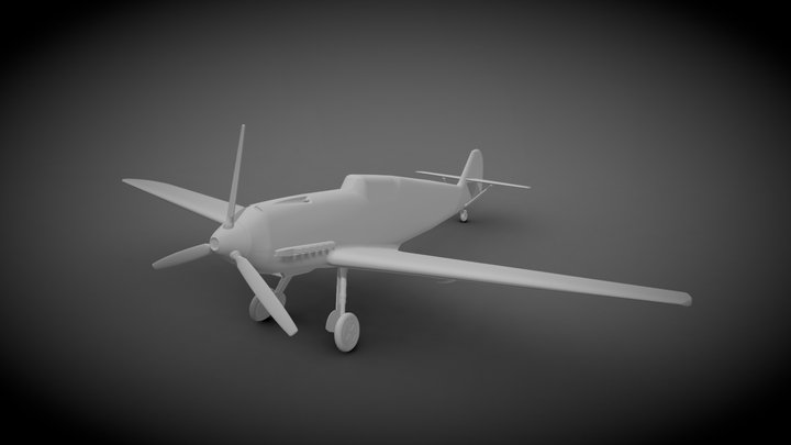 Messerschmitt Bf109E-4 (Raw Model) 3D Model
