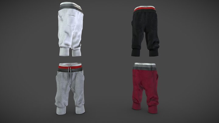 Men's Short Jogger Pants 3D Model