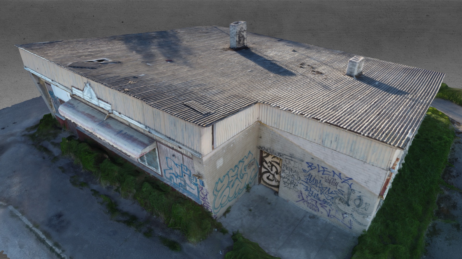 3D model Abandoned Highway Coffee Shop - This is a 3D model of the Abandoned Highway Coffee Shop. The 3D model is about a house with a roof.